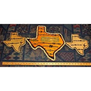 Vintage Texas Barbed Wire Collection Three Pieces Rustic Western Cowboy Cabin